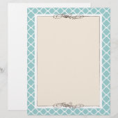 CUSTOM Chic Tan & Teal Trellis Border (Front/Back)