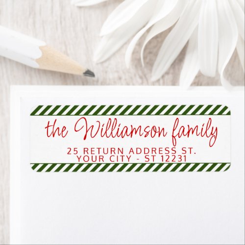 Custom Chic Traditional Green White Stripes Label