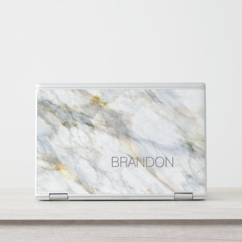 Custom Chic Trendy Marble Stone Texture Pattern HP Laptop Skin