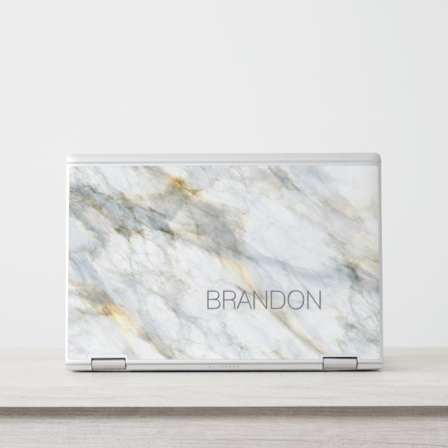 Custom Chic Trendy Marble Stone Texture Pattern HP Laptop Skin (Front)