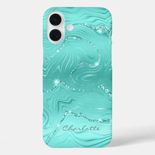Custom Chic Turquoise Silver Glitter Pattern Girly