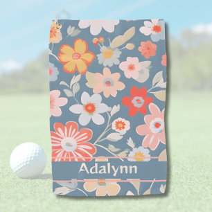 Custom Chic Vintage Floral Gifts for Women Golfers Golf Towel