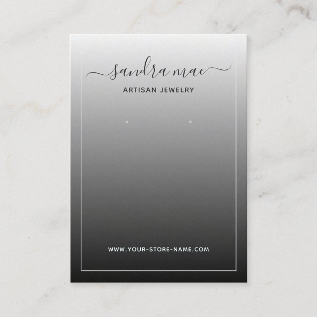Custom Chic White Gray Black Jewelry Display Card (Front)