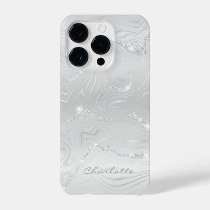 Custom Chic White Silver Glitter Pattern Girly