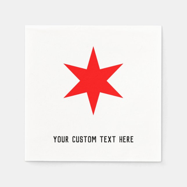 Custom Chicago Flag Red 6-Pointed Star Template Napkins (Front)