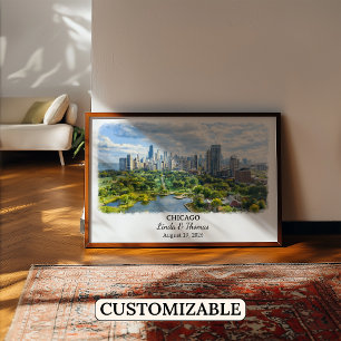 Custom Chicago Wall Art, Illinois Poster