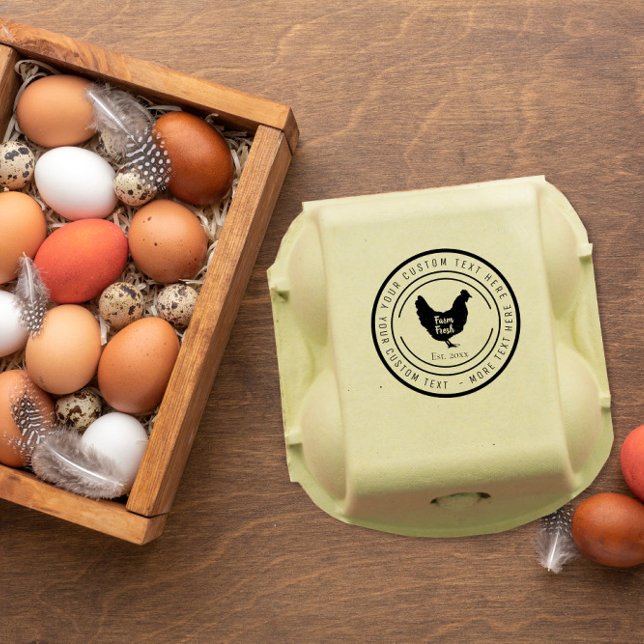 custom Chicken farm eggs carton box Rubber Stamp (Creator Uploaded)