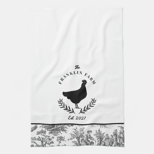 Custom Chicken Farmhouse Toile Country  Kitchen Towel