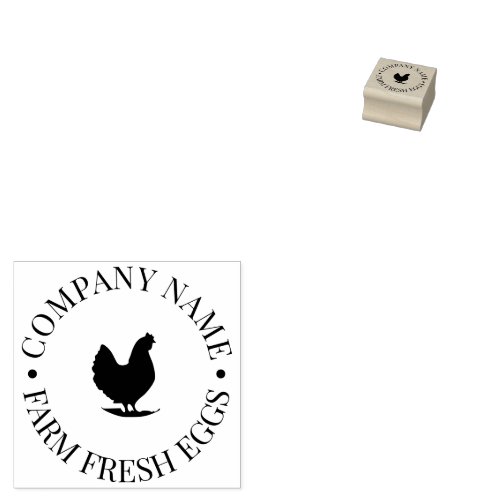 Custom Chicken Silhouette Logo Vintage Egg Farm Rubber Stamp