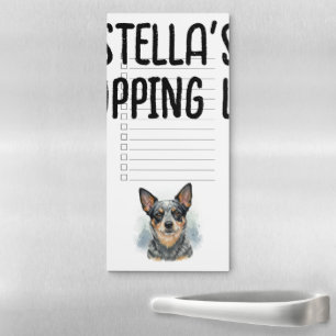 Custom Chihuahua Blue Heeler Dog Watercolor List Magnetic Notepad