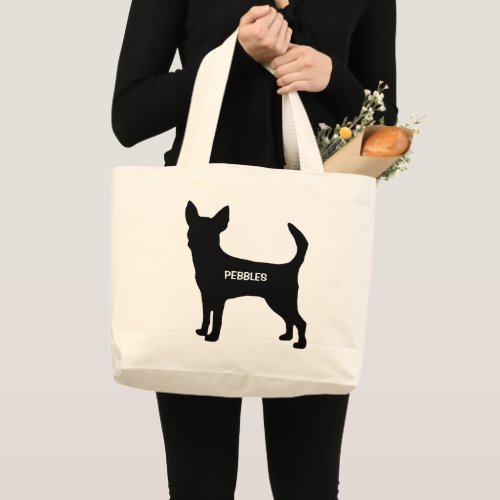 CUSTOM Chihuahua Dog Breed Silhouette Large Tote Bag