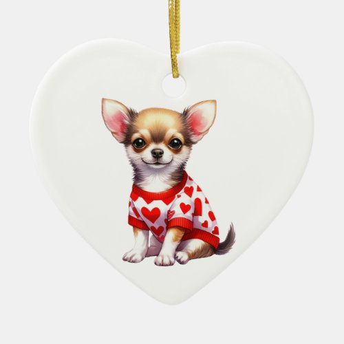 Custom Chihuahua Dog Valentine Ceramic Ornament