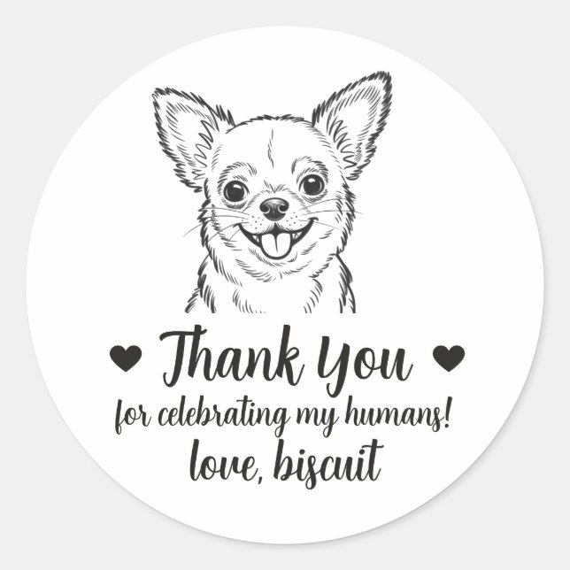 Custom Chihuahua Dog Wedding Favor Stickers (Front)