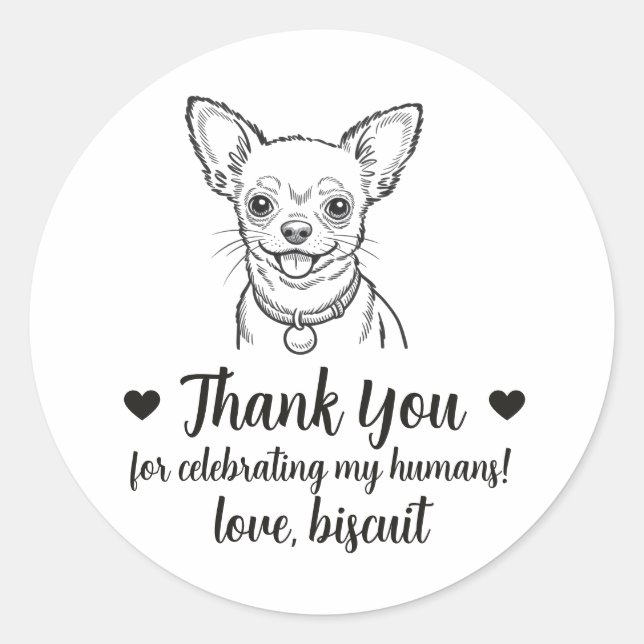 Custom Chihuahua Dog Wedding Favor Stickers (Front)