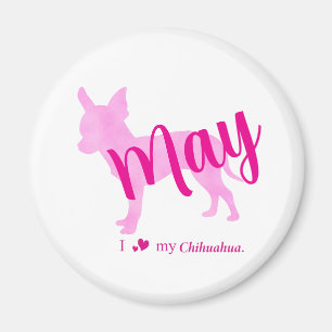 Custom Chihuahua Magnet Pastel Pink Silhouette