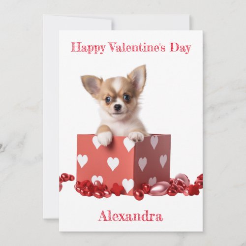 Custom Chihuahua Puppy Heart Box Valentine Holiday Card