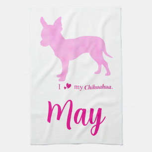 Custom Chihuahua towel Pastel Pink Silhouette