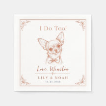 Custom Chihuahua Wedding Sketch Minimalist bow