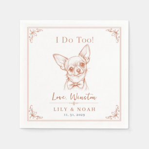 Custom Chihuahua Wedding Sketch Minimalist bow Napkins