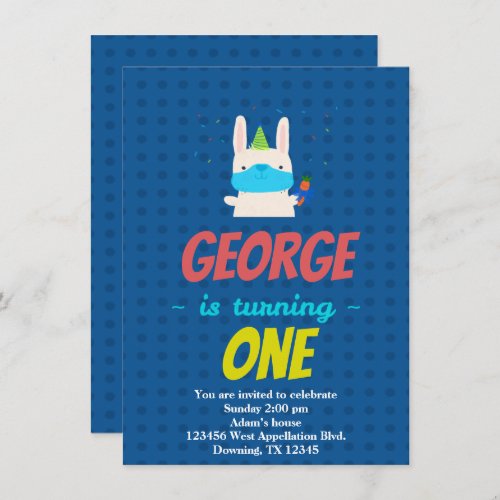 Custom Child Bunny Rabbit Mask Cartoon Invitation