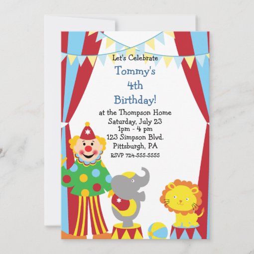 Custom Child Circus Birthday Party Invitation | Zazzle