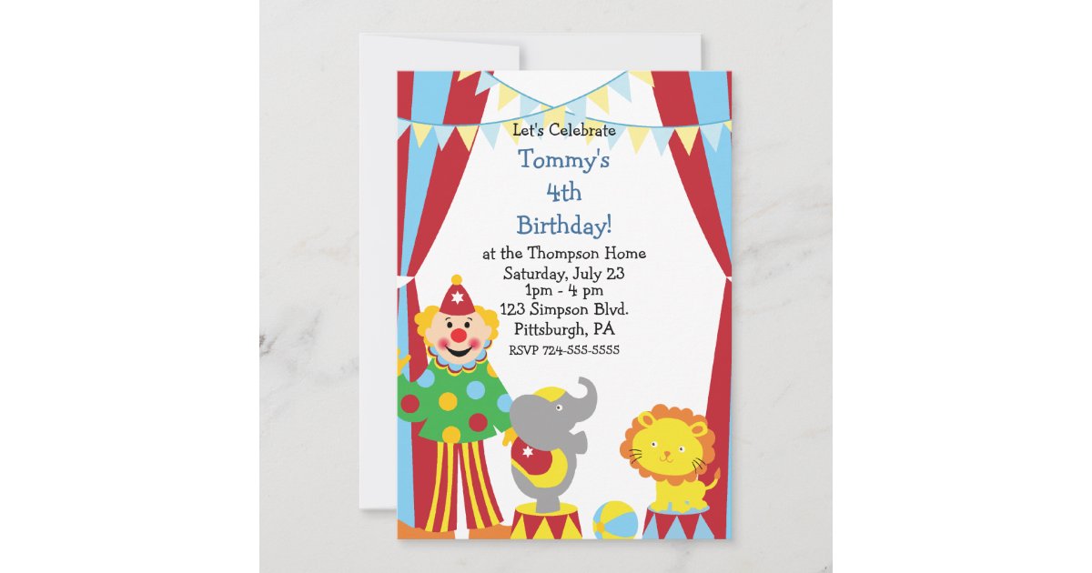 Custom Child Circus Birthday Party Invitation | Zazzle