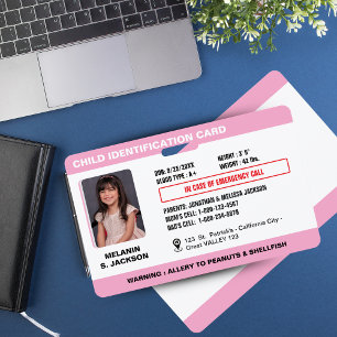 Custom Child Emergency Photo ID Badge for Kids