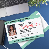 Custom Child Emergency Photo ID Badge for Kids