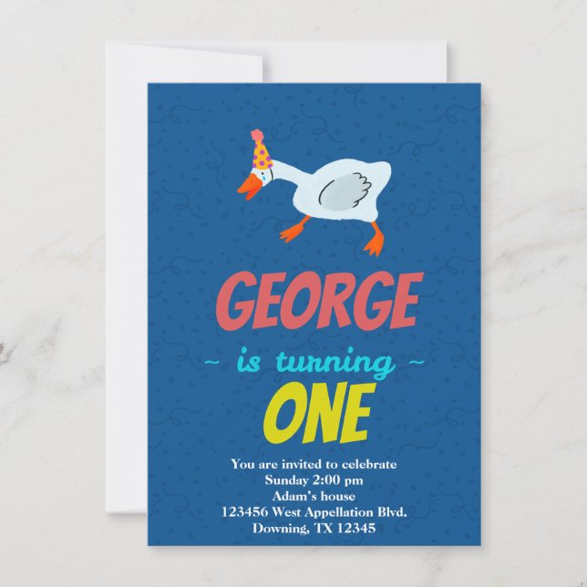 Custom Child Goose Bird Cartoon Invitation (Front)