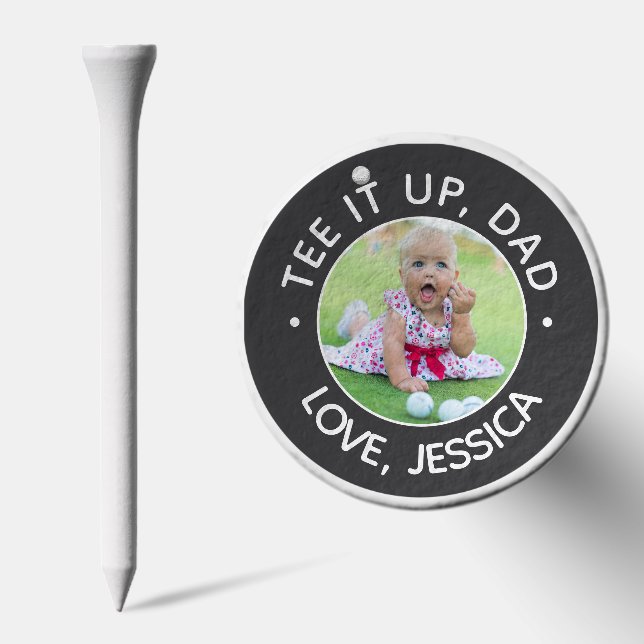 Custom Child Photo Tee It Up Dad Gray Golf Tees (Combo)