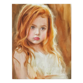 Custom child portrait from photo faux canvas print