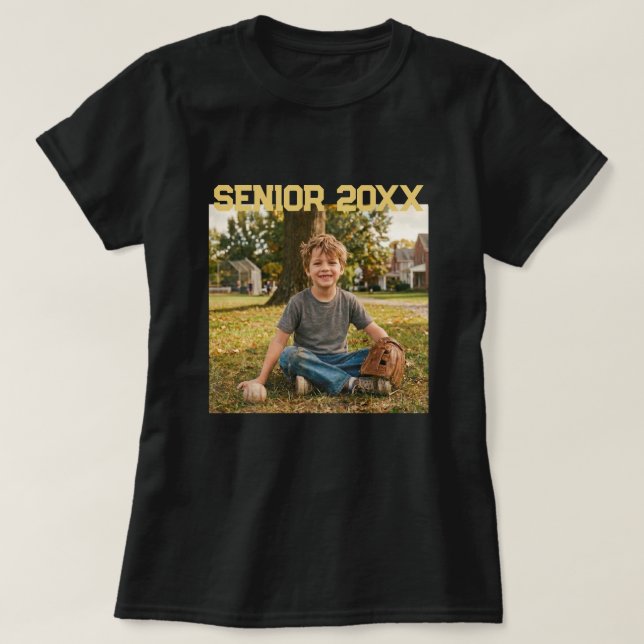 Custom Childhood Photo Senior Graduation Year T-Shirt (Design Front)