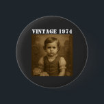 Custom Childhood Photo & Year Vintage Personalized Button<br><div class="desc">🎉 Celebrate your story in style!
This personalized birthday t-shirt transforms your childhood photo and year into a unique vintage-inspired design. Perfect for milestone birthdays — whether it’s your 30th,  40th,  50th,  or beyond — this shirt captures memories and makes them wearable.</div>