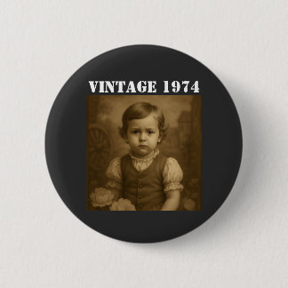 Custom Childhood Photo & Year Vintage Personalized Button
