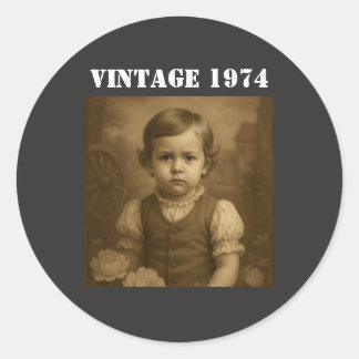 Custom Childhood Photo & Year Vintage Personalized Classic Round Sticker