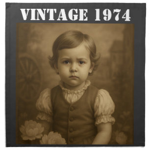 Custom Childhood Photo & Year Vintage Personalized Cloth Napkin