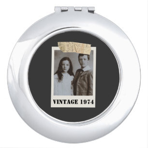 Custom Childhood Photo & Year Vintage Personalized Compact Mirror