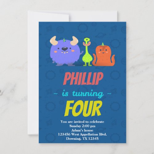 Custom Childs Aliens Space Monsters Hats Cartoons Invitation