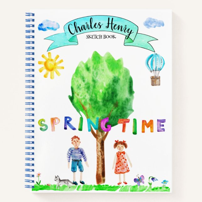 Custom Child's Art Sketchbook Spiral Notebook (Front)