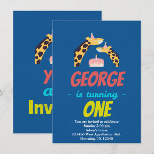 Custom Child's Giraffes Masks Cartoon Invitation -