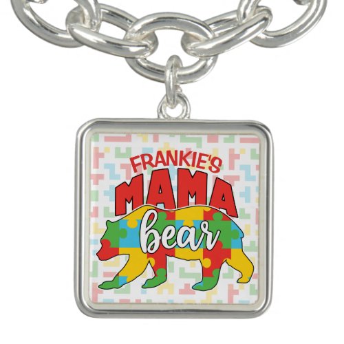 Custom Childs NAME Mama Bear Autism Awareness Mom Bracelet