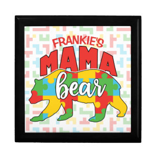 Custom Childs NAME Mama Bear Autism Awareness Mom Gift Box