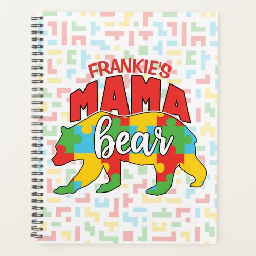 Custom Childs NAME Mama Bear Autism Awareness Mom Planner