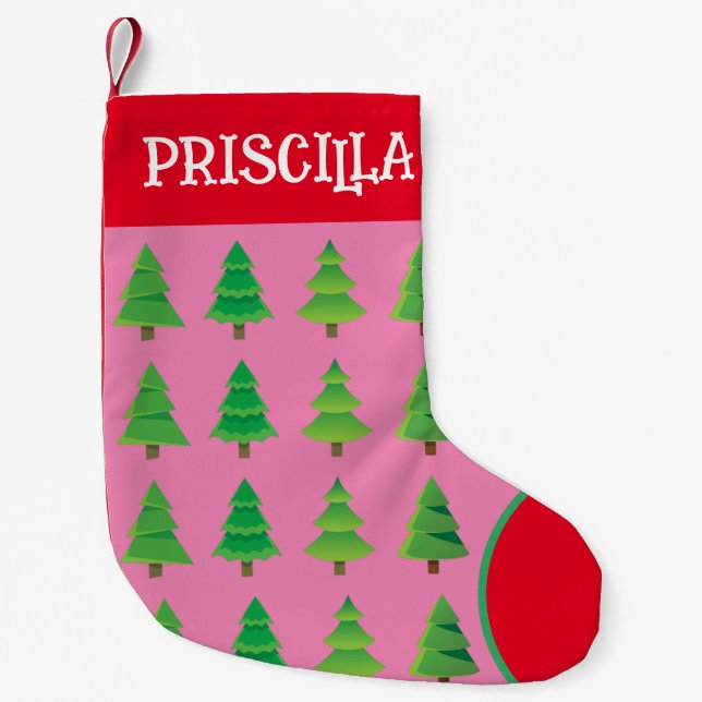 Custom Child's Pink Christmas Stocking (Front)