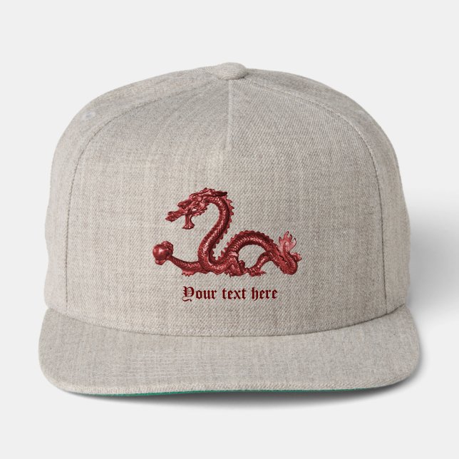 Custom Chinese Dragon Name Fantasy Design Snap Back Hat (Front)