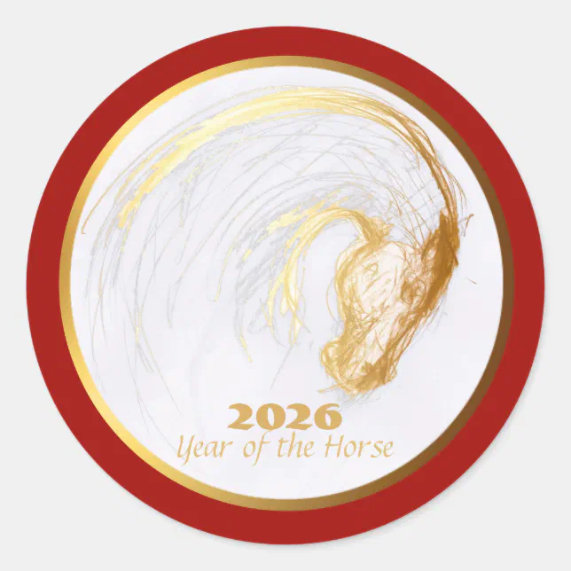 Custom Chinese Horse Year Zodiac Birthday RS 2 Classic Round Sticker ...