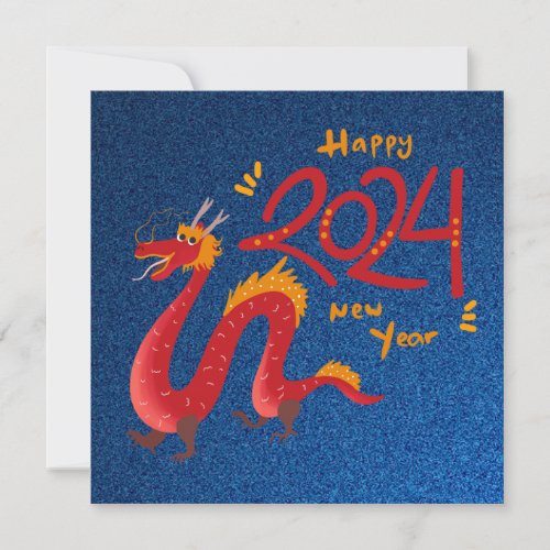 Custom Chinese New Year of Dragon 2024 Red Blue Card