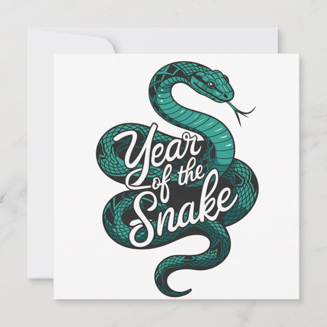 Custom Chinese New Year of the Snake Teal White  Card (Front)