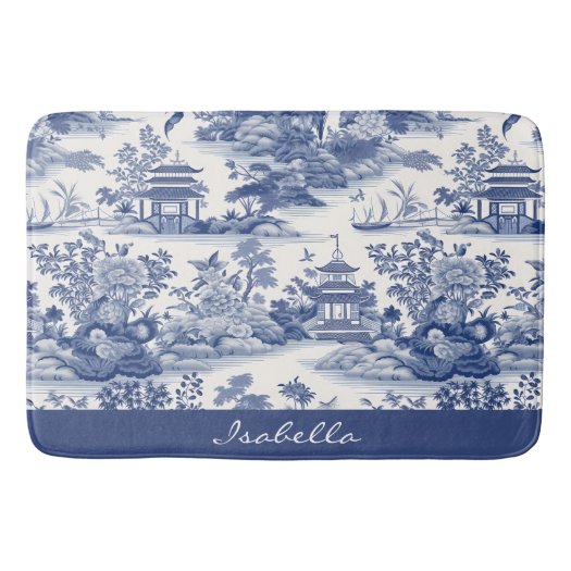 Custom Chinoiserie Pattern Pagoda Blue White