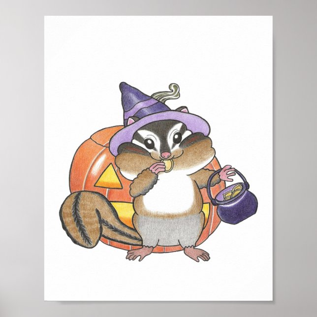 Custom Chipmunk Halloween Animal Nursery Poster (Front)